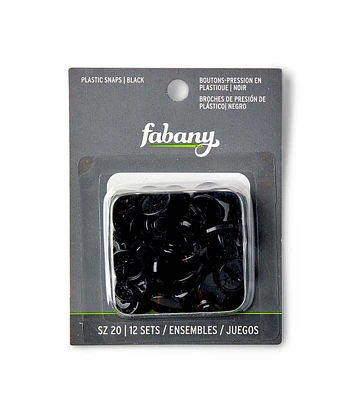 12 Set Black Plastic Snaps by Fabany