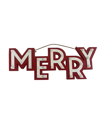 19" Christmas Light Up Hanging Merry Sign by Place & Time