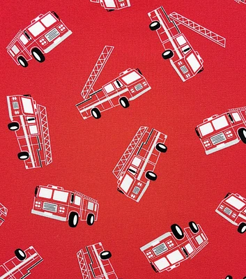 Red Fire Trucks Nursery Cotton Fabric