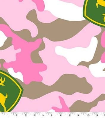 John Deere Pink Camo Fleece Fabric