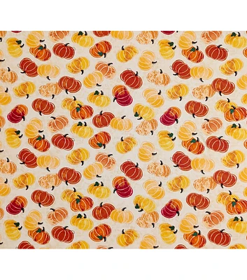 Heirloom Pumpkins on Cream Super Snuggle Flannel Fabric