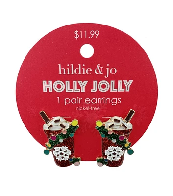 1" Christmas Red Cup Of Hot Cocoa Earrings by hildie & jo