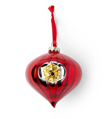 5" Christmas Red Retro Glass Ornament by Place & Time