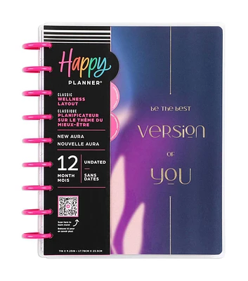 Happy Planner 12 Month Undated New Aura Classic Wellness Planner