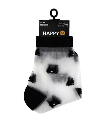 1 Pair Halloween Cat Jelly Short Crew Socks by Happy