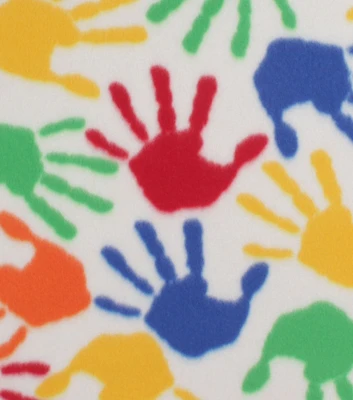 Multicolor Hand Prints Blizzard Fleece Fabric