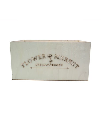 12" Unfinished Wood Flower Market Wood Box by Place & Time