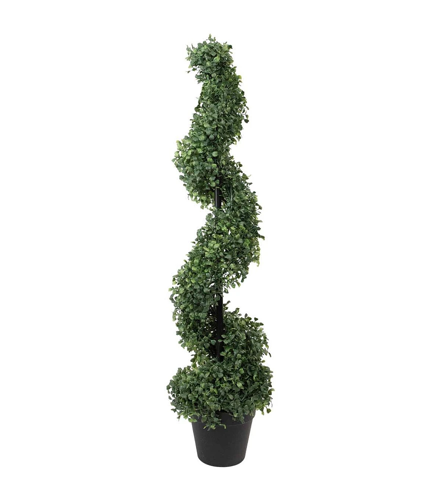 Northlight 3' Two Tone Green Boxwood Spiral Topiary Tree With Round Pot