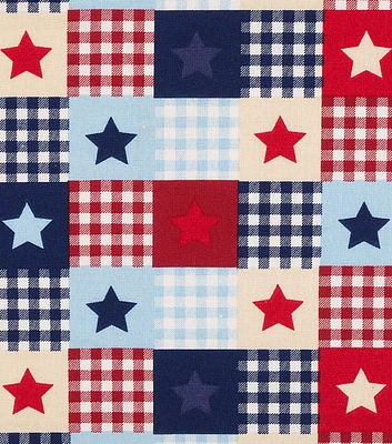 Patriotic Cotton Fabric  Star Patch