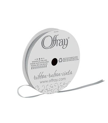 Offray 1/8" x 12' Silver Grosgrain Ribbon