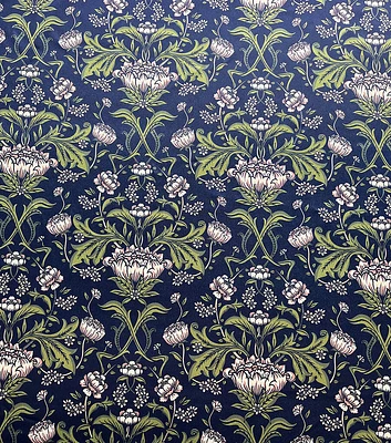 Blue & Green Damask Charmeuse Fabric