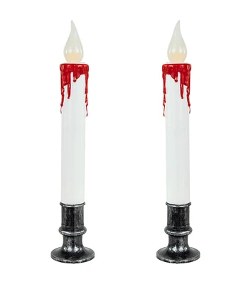 Northlight 9" Pre Lit LED White & Red Halloween Candles 2pk