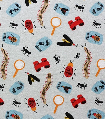 White Bug Catcher Super Snuggle Flannel Fabric