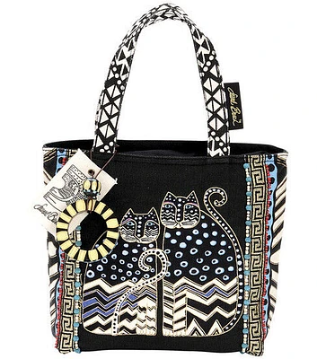 Laurel Burch Medium Tote with Zipper Top Spotted Cats