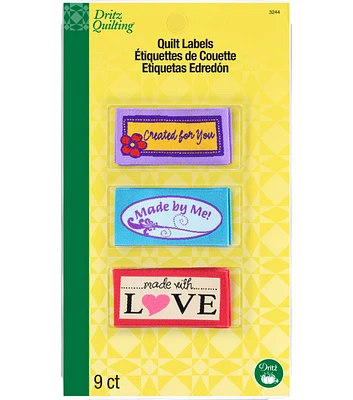 Sew-On Woven Quilt Labels, 9 pc, Multicolor