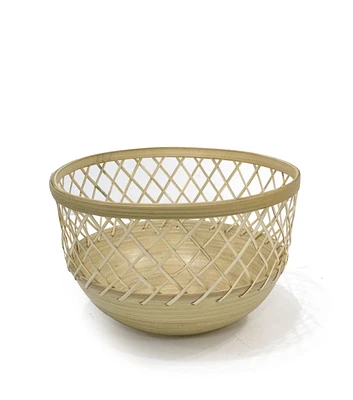 11" Natural Bamboo Open Weave Basket by Place & Time