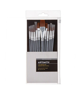 12ct Taklon Round & Flat Brushes by Artsmith