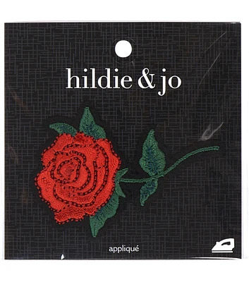 2.5" x 1.5" Red Rose Iron On Patch by hildie & jo