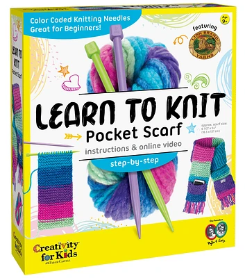 Creativity for Kids Learn to Knit Pocket Scarf Kit