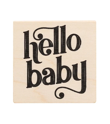 American Crafts Wooden Stamp Hello Baby