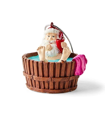 3" Christmas Santa in Hot Tub Ornament by Place & Time