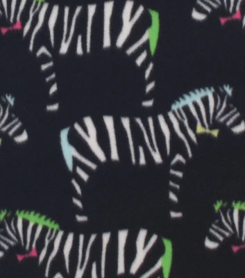 Zebras on Black Blizzard Fleece Fabric