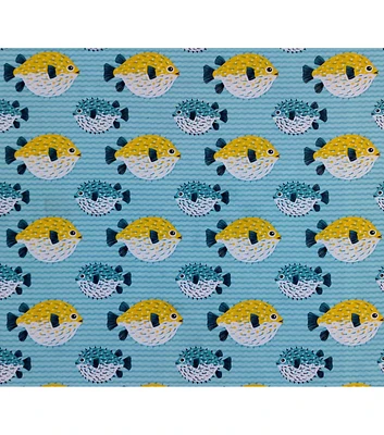 Puffer Fish on Blue Super Snuggle Flannel Fabric