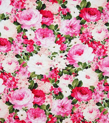 Pink & White Lovely Floral Premium Cotton Fabric