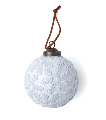 3.5" Christmas Snowflake Glitter Glass Ball Ornament by Place & Time