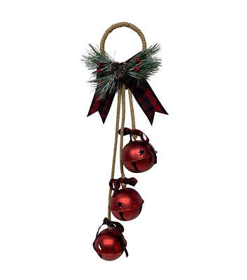 26" Christmas Hanging Jingle Bells With Bow by Place & Time