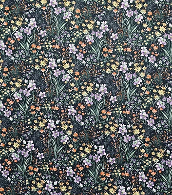 Wild Flowers on Forest Green Jersey Knit Fabric