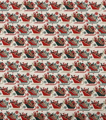 Red Santa's Sleigh Super Snuggle Christmas Flannel Fabric