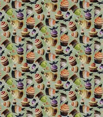 Springs Creative Sweet Treats on Green Halloween Cotton Fabric