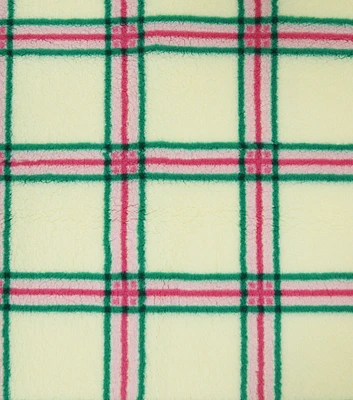 Pink & Green Plaid Sherpa Fabric