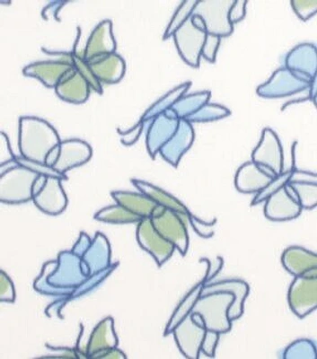 Sketched Blue Butterflies Blizzard Fleece Fabric