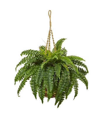 Nearly Natural Boston Fern Hanging Basket