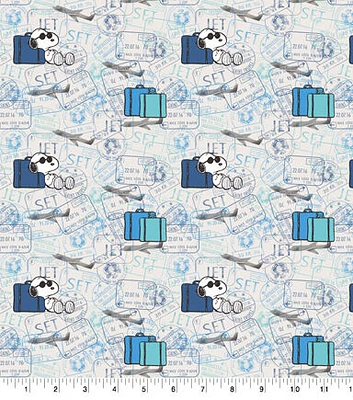 Peanuts Bon Voyage Snoopy Cotton Fabric