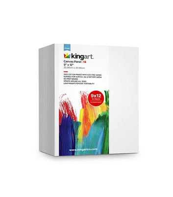 KINGART Canvas Panel 9 x 12" 14 Pack