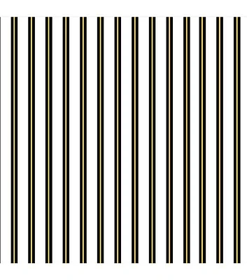 Stitch & Sparkle Gold Metallic Stripes on Black Cotton Fabric