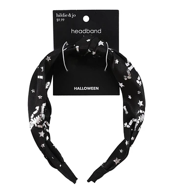 6" Halloween Silver Skeletons Hard Headband by hildie & jo