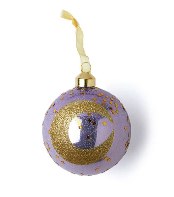 3" Christmas Moon & Stars Pink Glass Ball Ornament by Place & Time