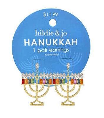 4" Hanukkah Menorah Earrings by hildie & jo