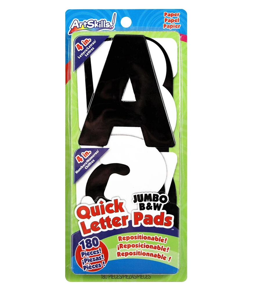 ArtSkills 4" Black & White Quick Letter & Number Pads 180ct