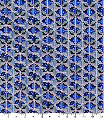 Blue Faceted Geometric Quilt Cotton Fabric by Keepsake Calico