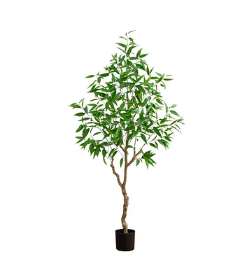 Nearly Natural 7' Real Touch Long Leaf Greco Eucalyptus Tree With Pot