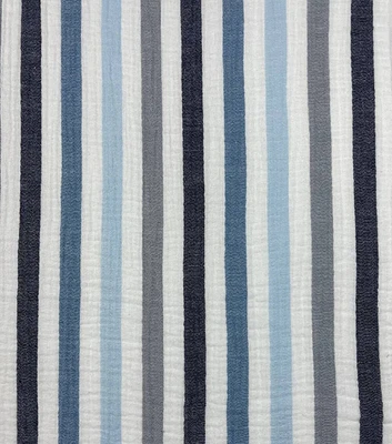 Blue Multi Stripe Bubble Gauze Fabric