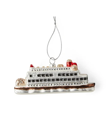 6" Christmas Cruise Ship Glass Ornament by Place & Time