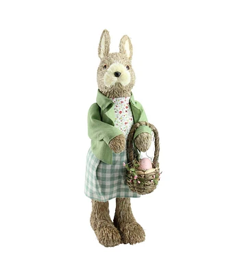 Northlight 20" Easter Brown Bunny Rabbit Figurine With Egg Basket