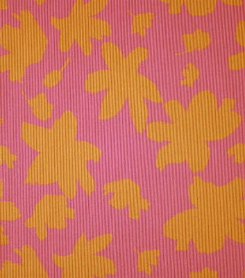 Hot Pink & Orange Flower Rib Knit Fabric