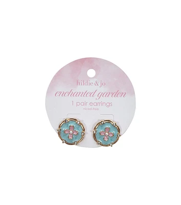 1" Blue Delicate Flower Post Earrings by hildie & jo